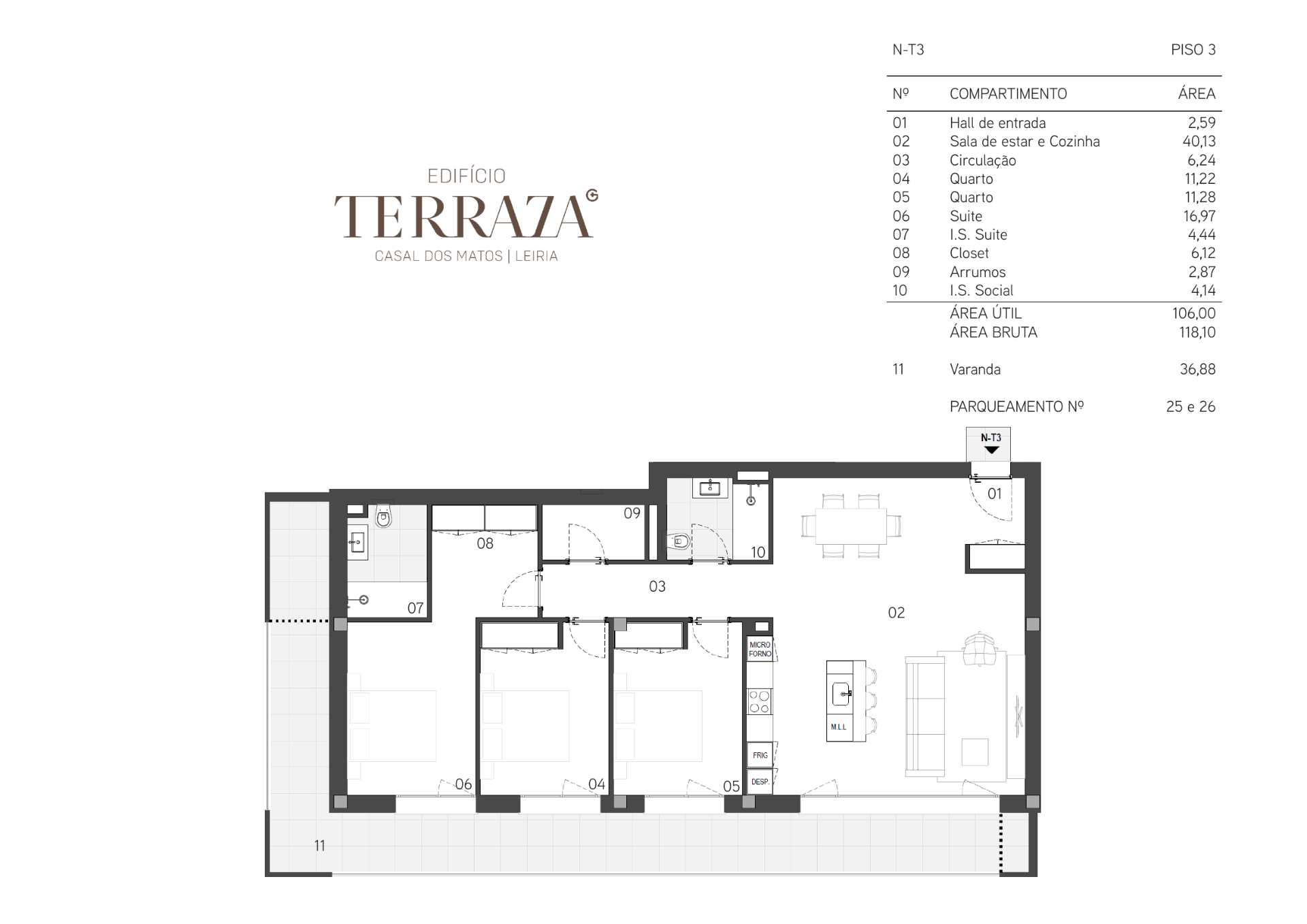 Planta — T3 — Fração N