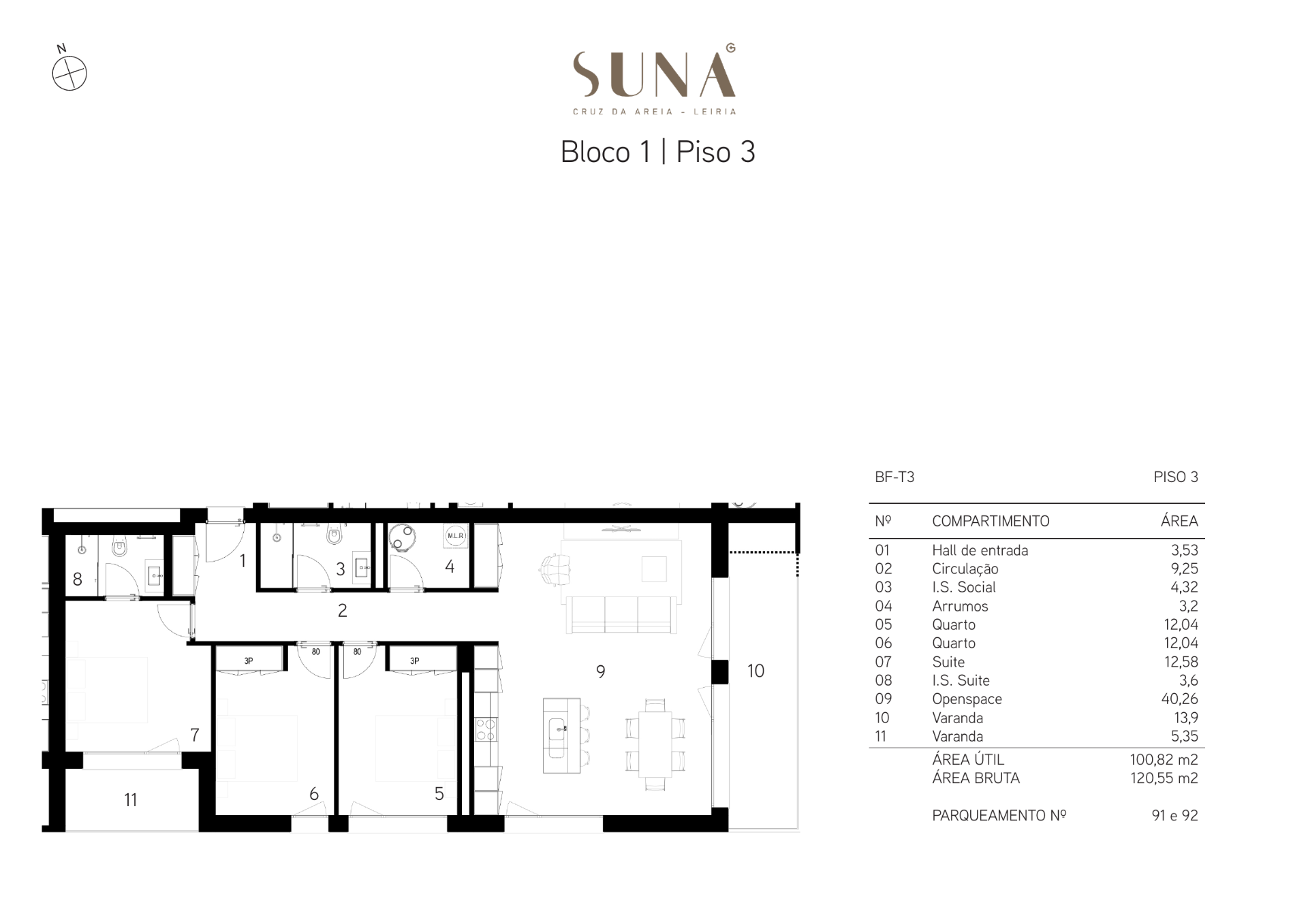 Planta — T3 — Fração BF