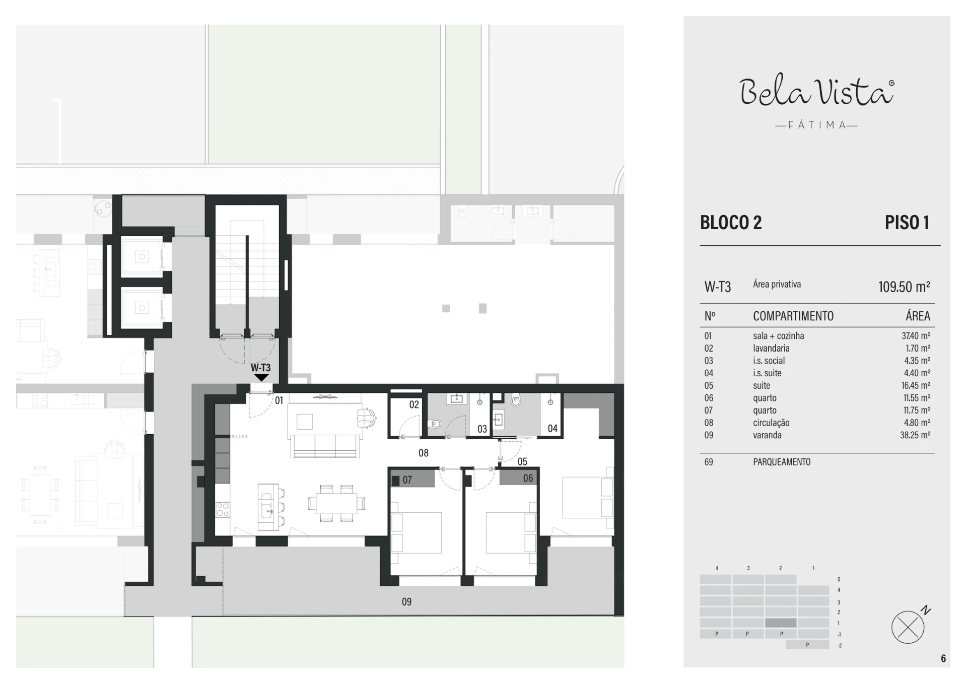 Planta — T3 — Fração W