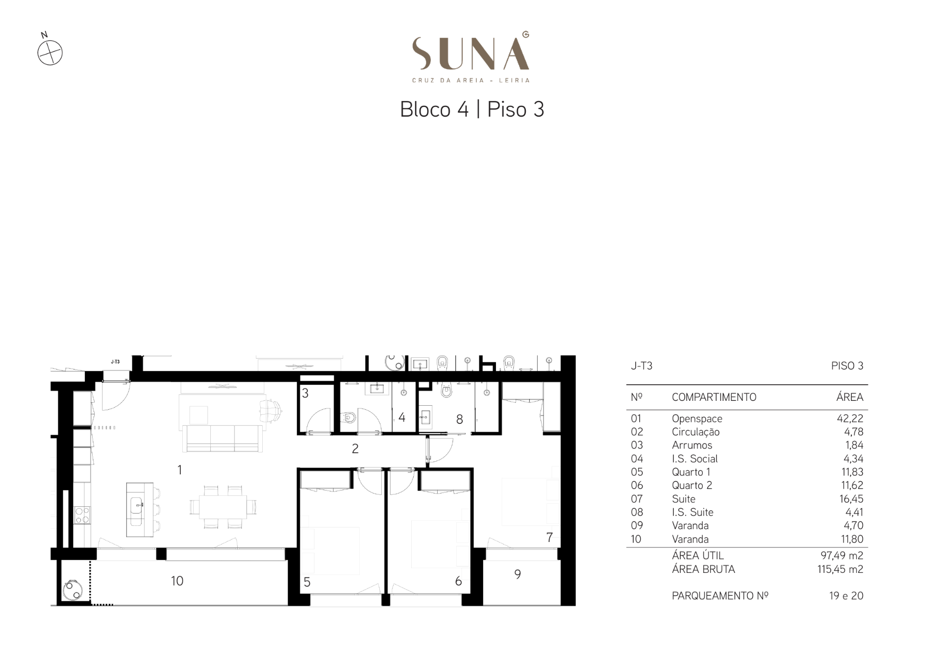 Planta — T3 — Fração J