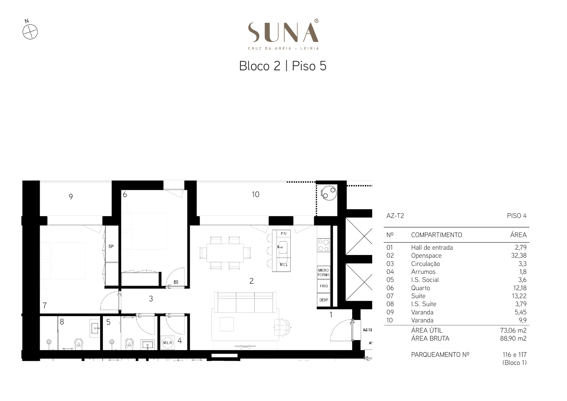 Planta — T2 — Fração AZ