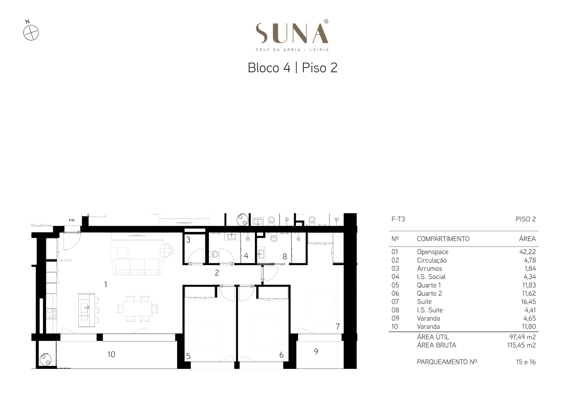Planta — T3 — Fração F