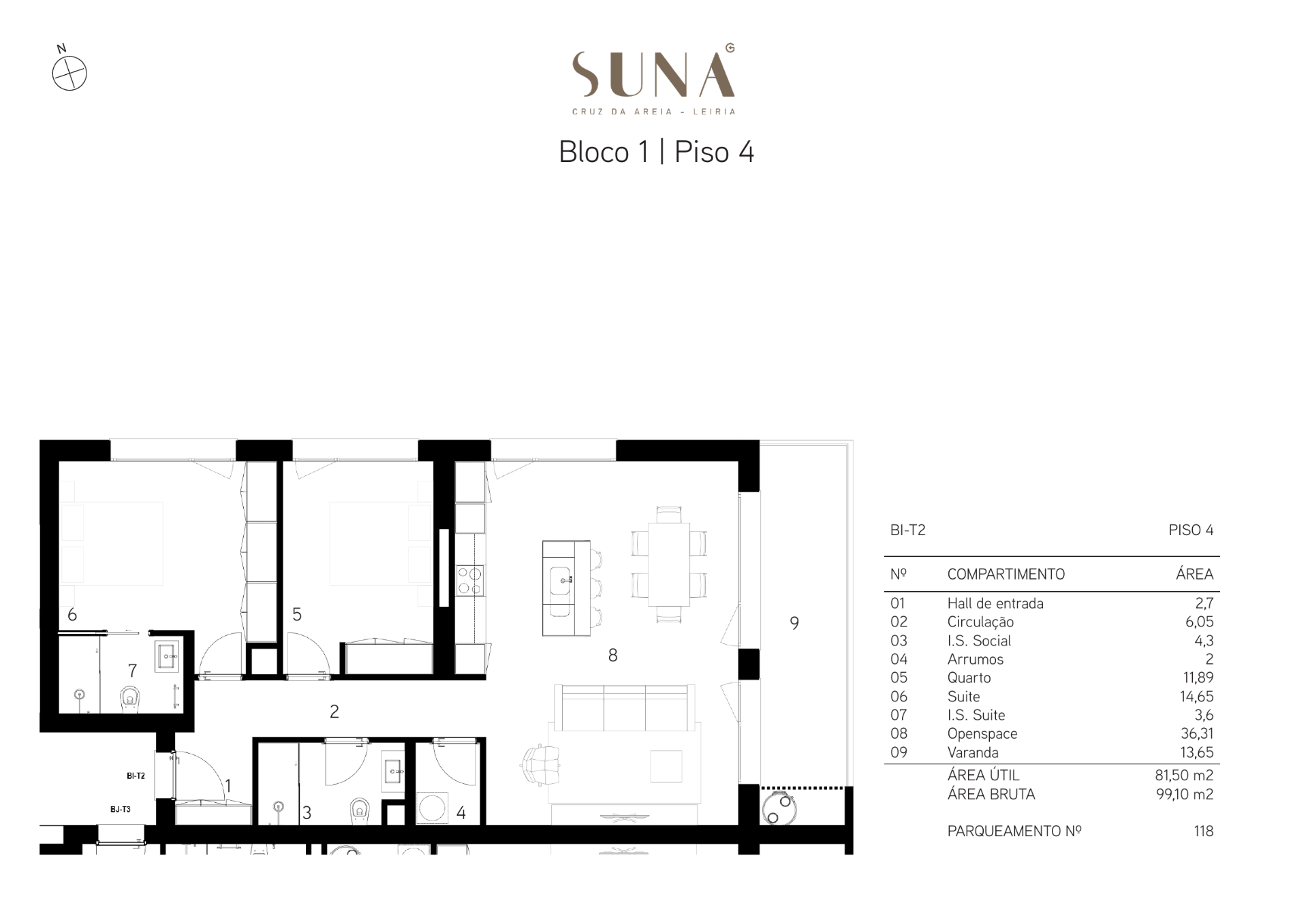 Planta — T2 — Fração BI