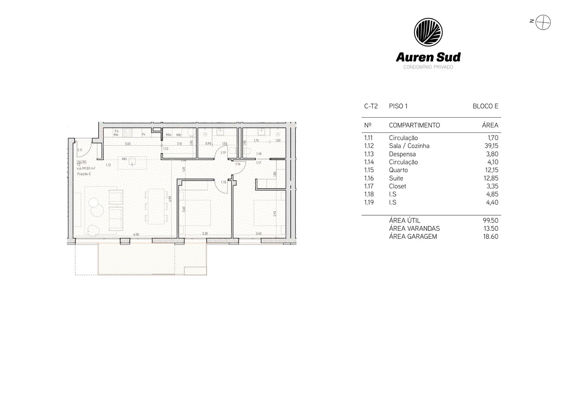 Planta — T2 — Fração AZ