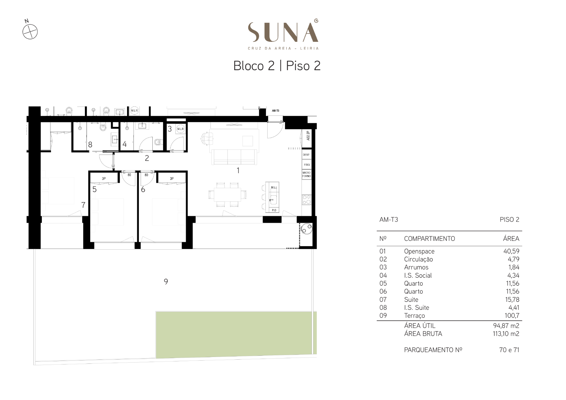 Planta — T3 — Fração AM