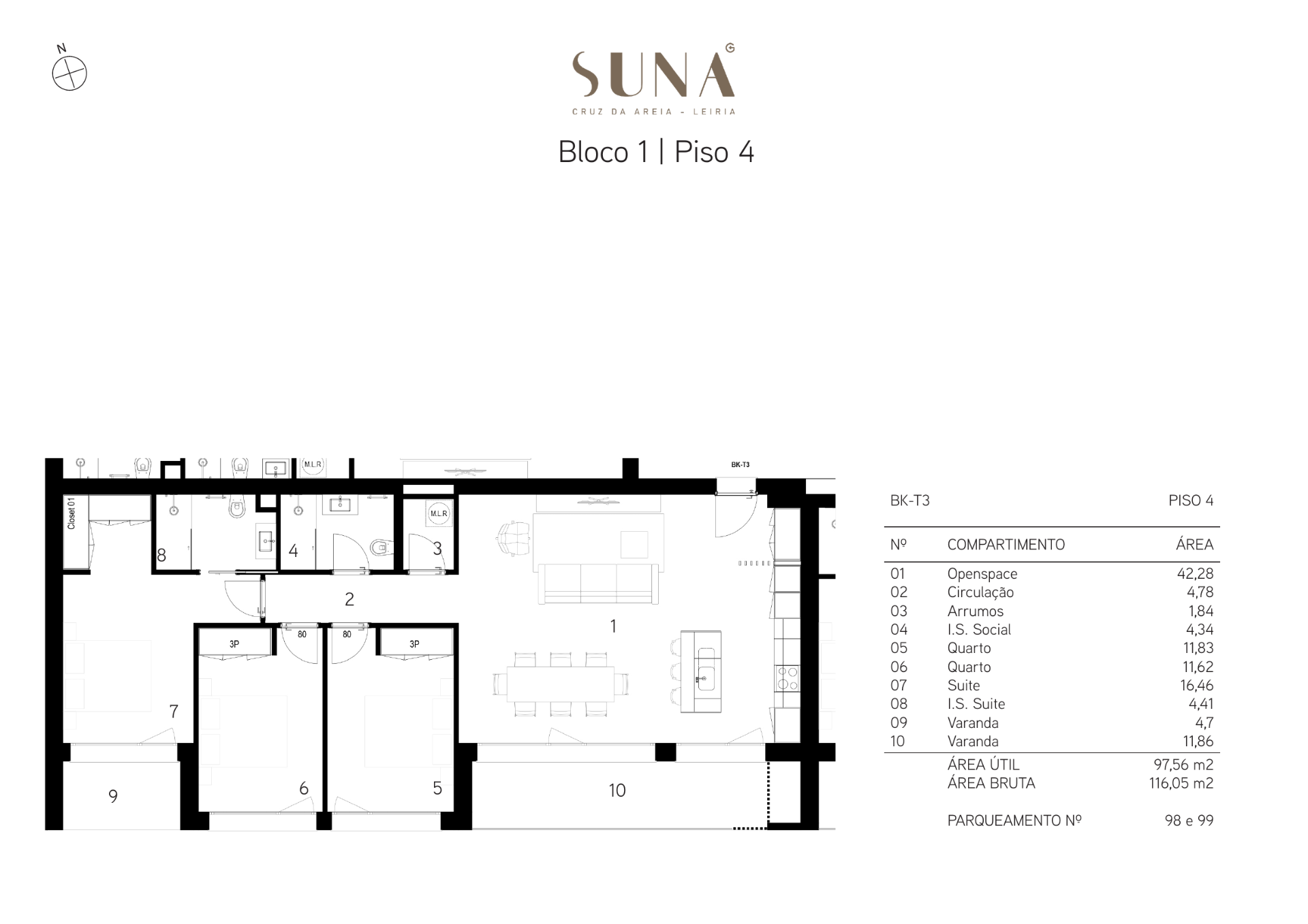Planta — T3 — Fração BK