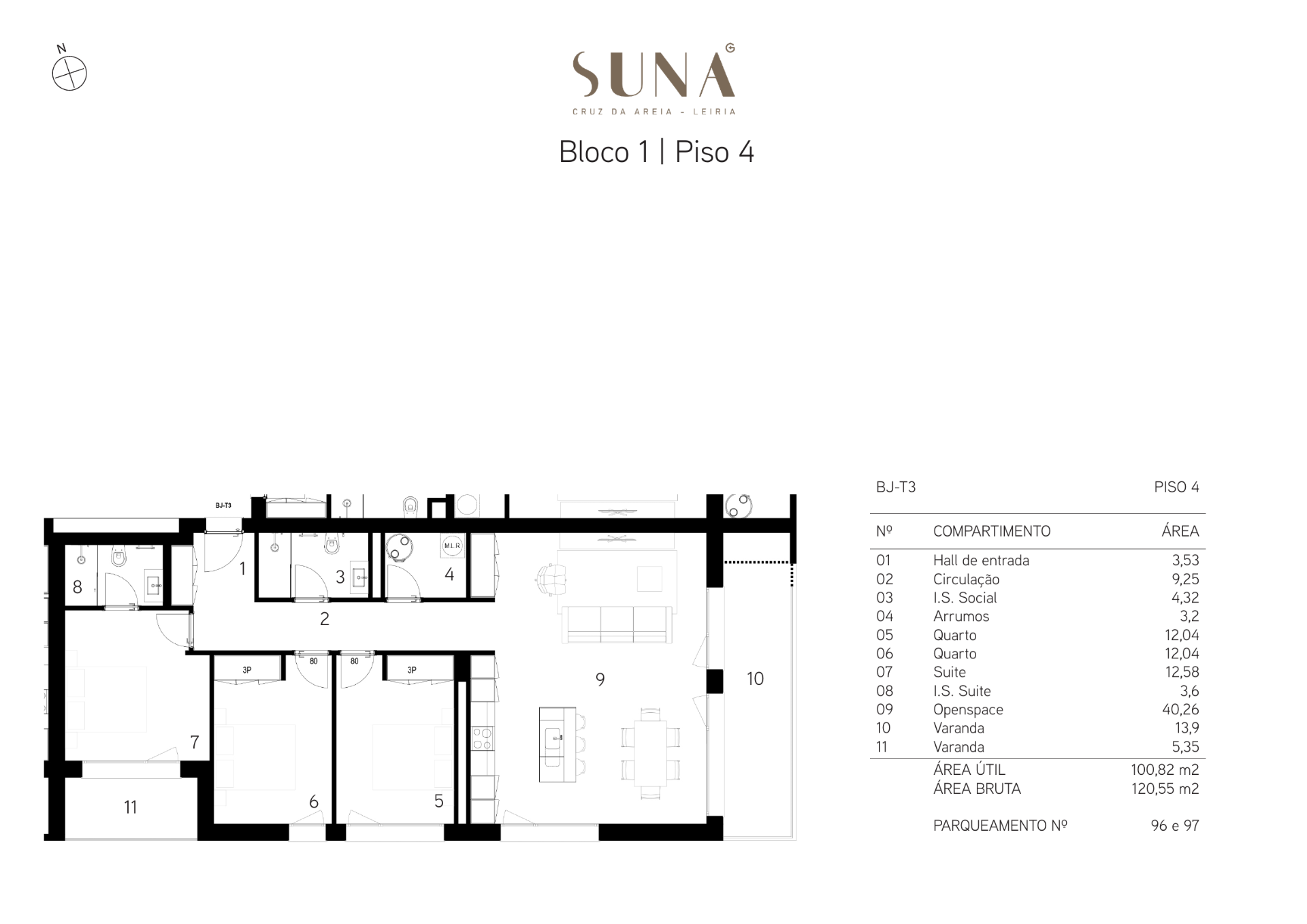 Planta — T3 — Fração BJ