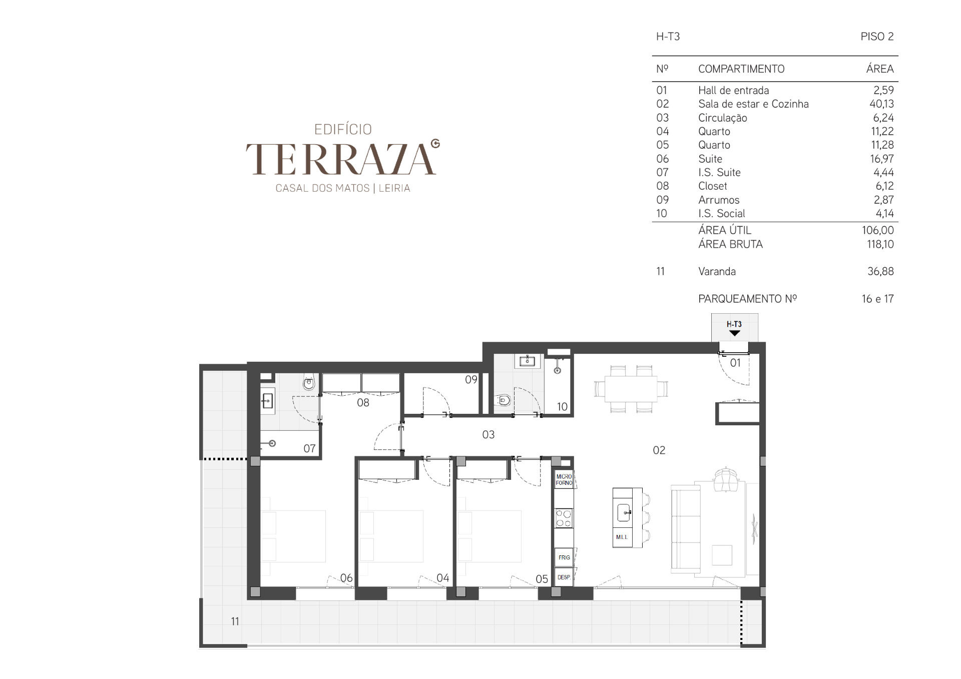 Planta — T3 — Fração H