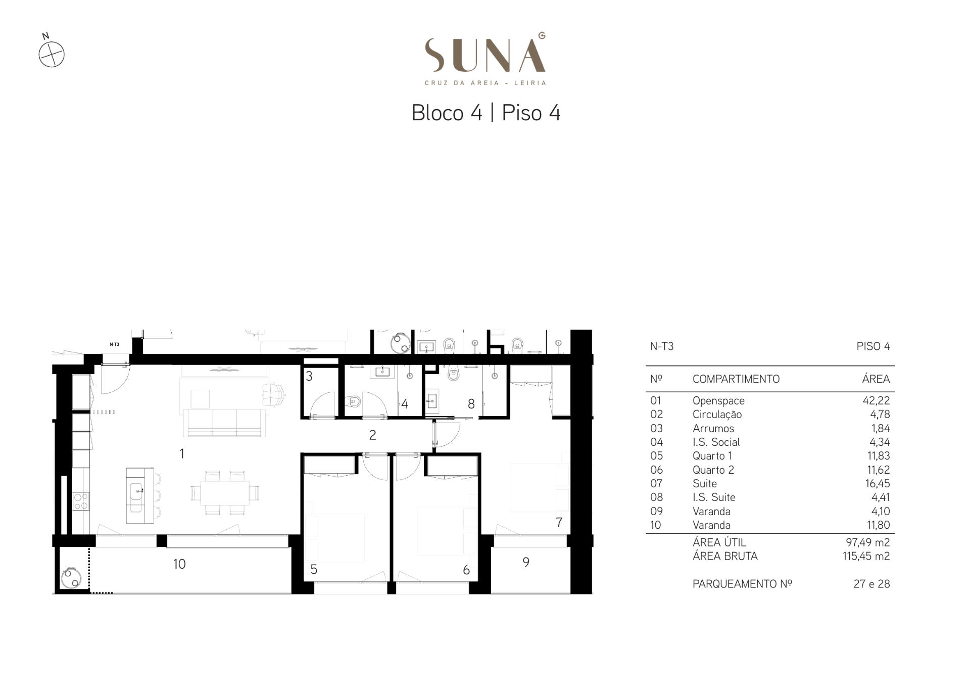 Planta — T3 — Fração N